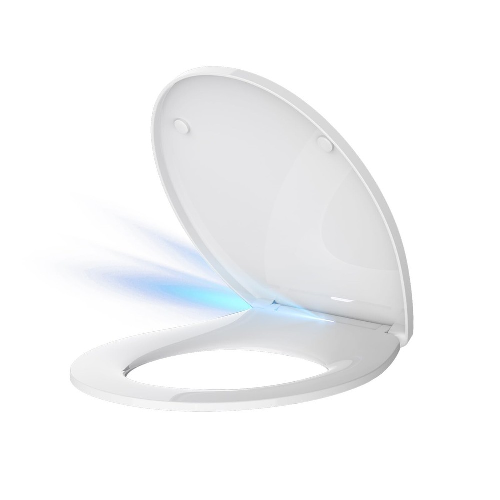 NightLight Round Soft Close Toilet Seat Replacement with Quiet Hygienic Design