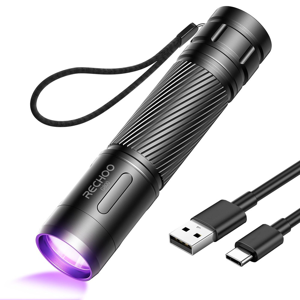 Black Light UV Flashlight, 395nm Blacklight Rechargeable Flashlights UV Light...