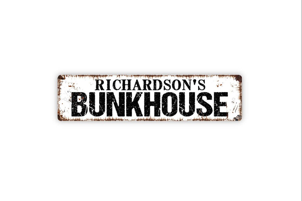 Personalized Bunkhouse Sign - Rustic Metal Street Sign or Door Name Plate Plaque
