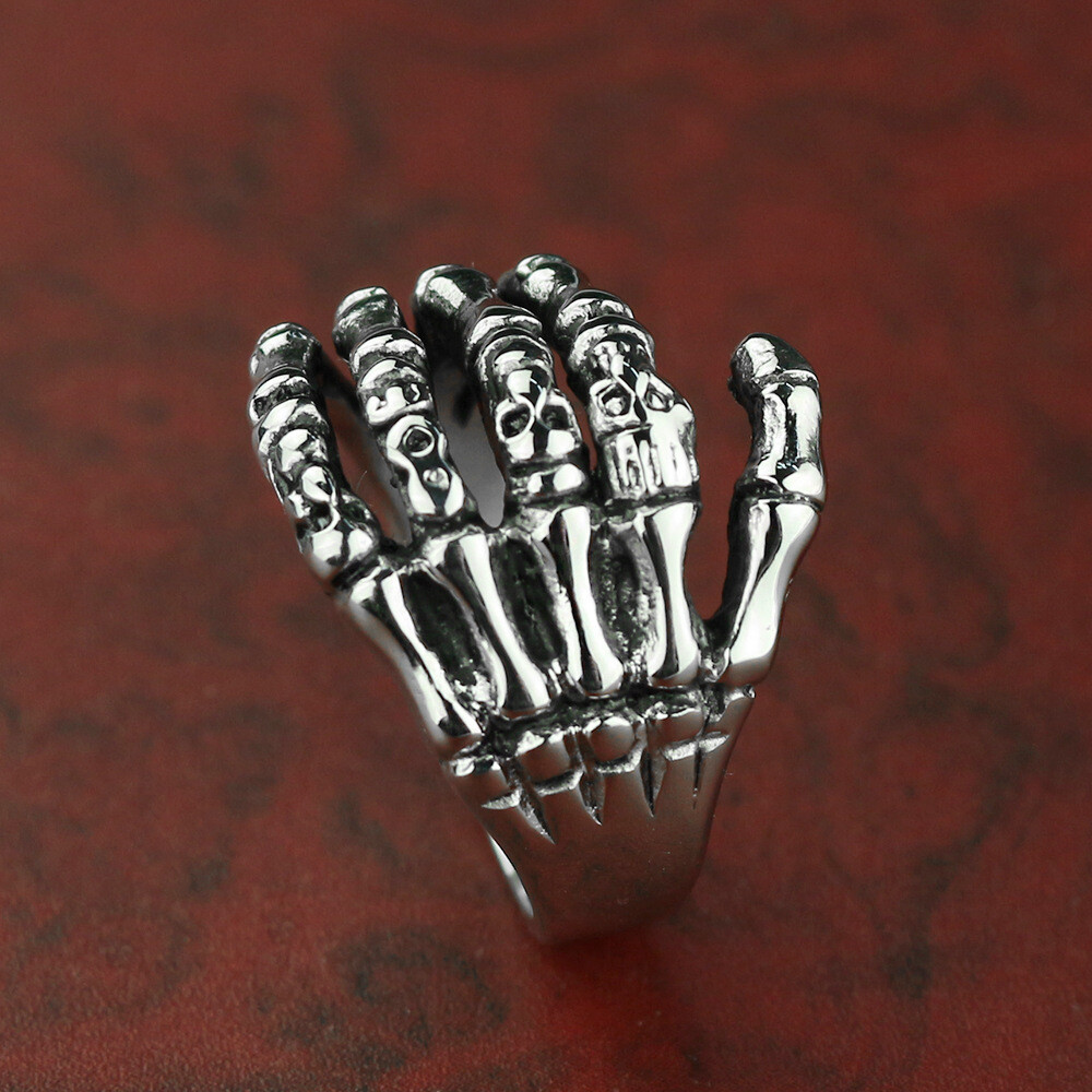 Skull hand Titanium stainless steel men's ring product open hand jewelry
