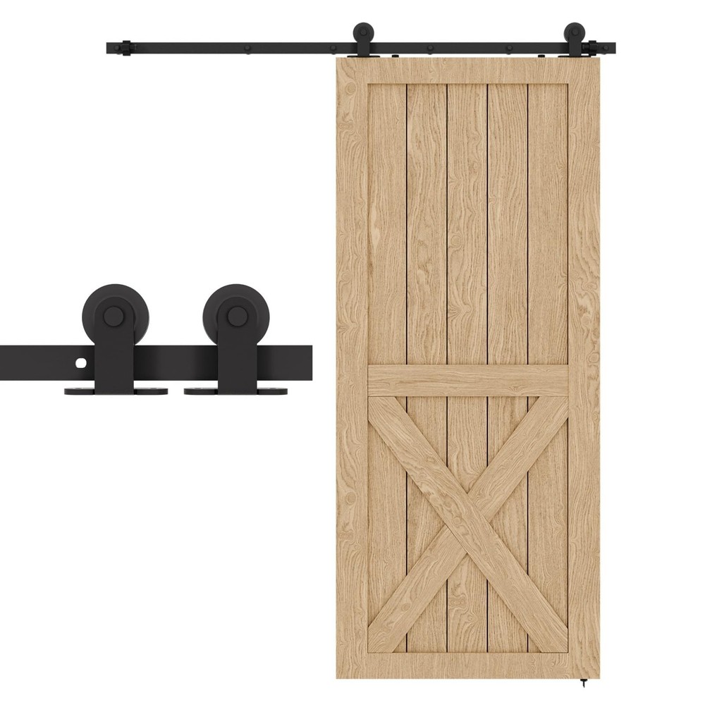72 Inch Heavy Duty Sliding Barn Door Hardware Kit with Top Mount Track
