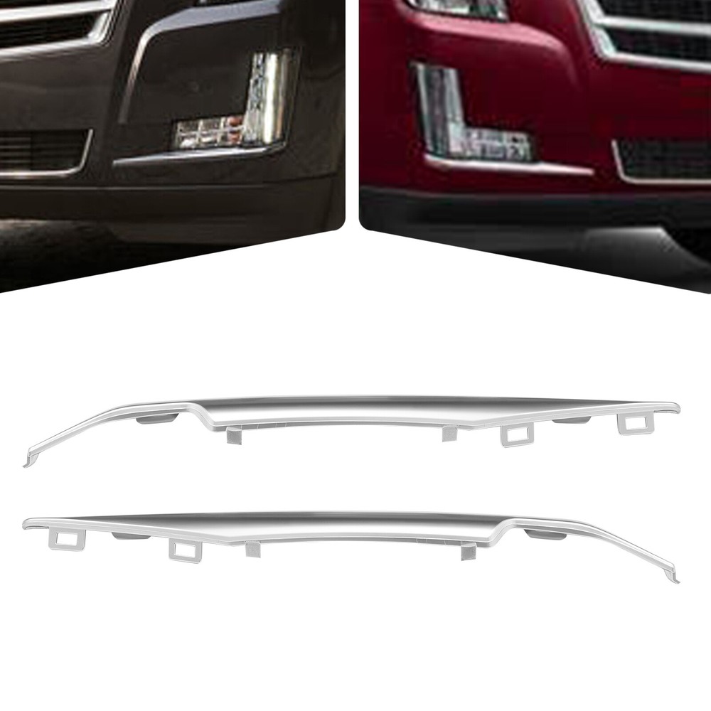 2PC Silver Front Left Right Bumper Trim Set For 15-20 Cadillac Escalade Fits ESV