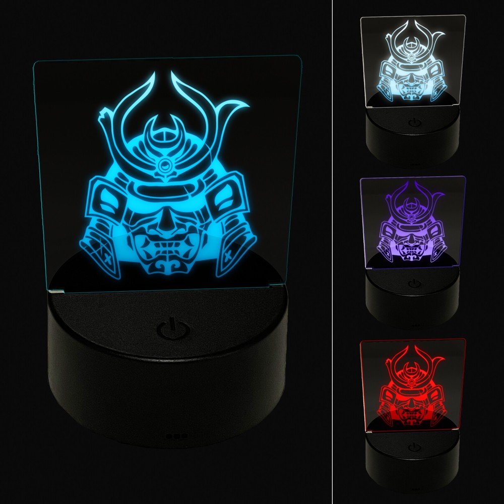 Samurai Oni Helmet 3D LED Night Light Desk Lamp for Bedroom or Office