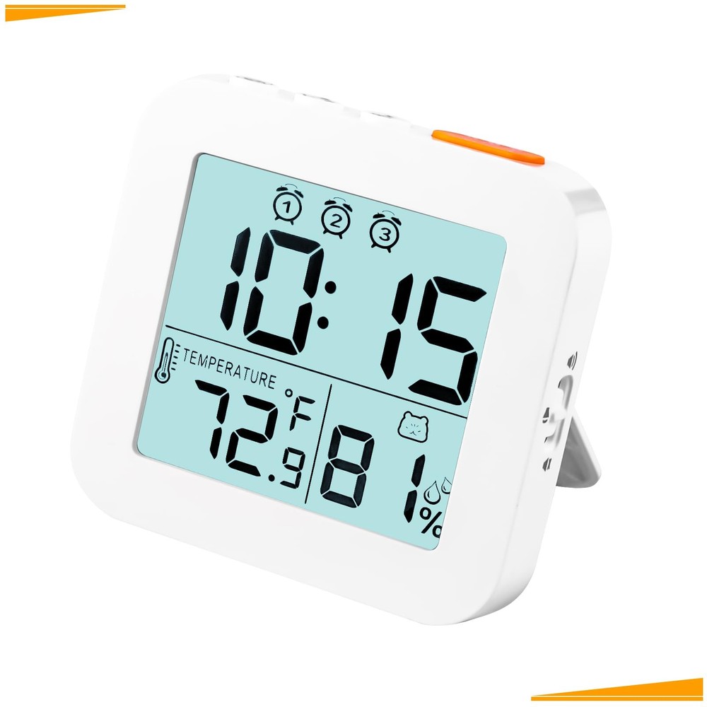 Compact Battery-Powered Digital Travel Alarm Clock with 3 Alarms