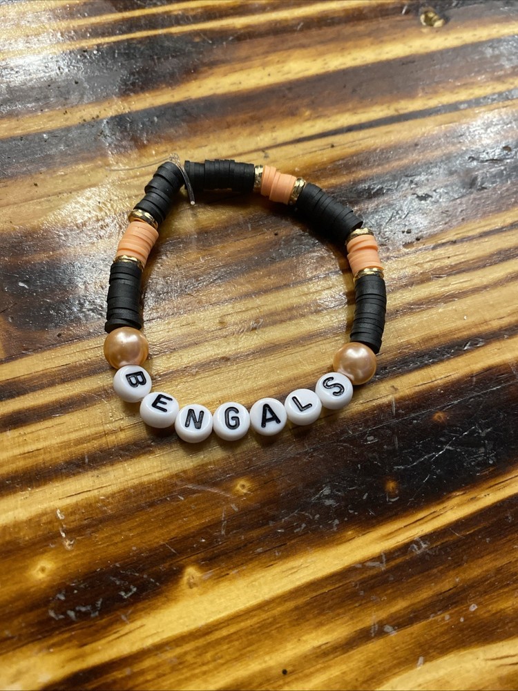 Clay bead Bengals fan bracelet for game day spirit