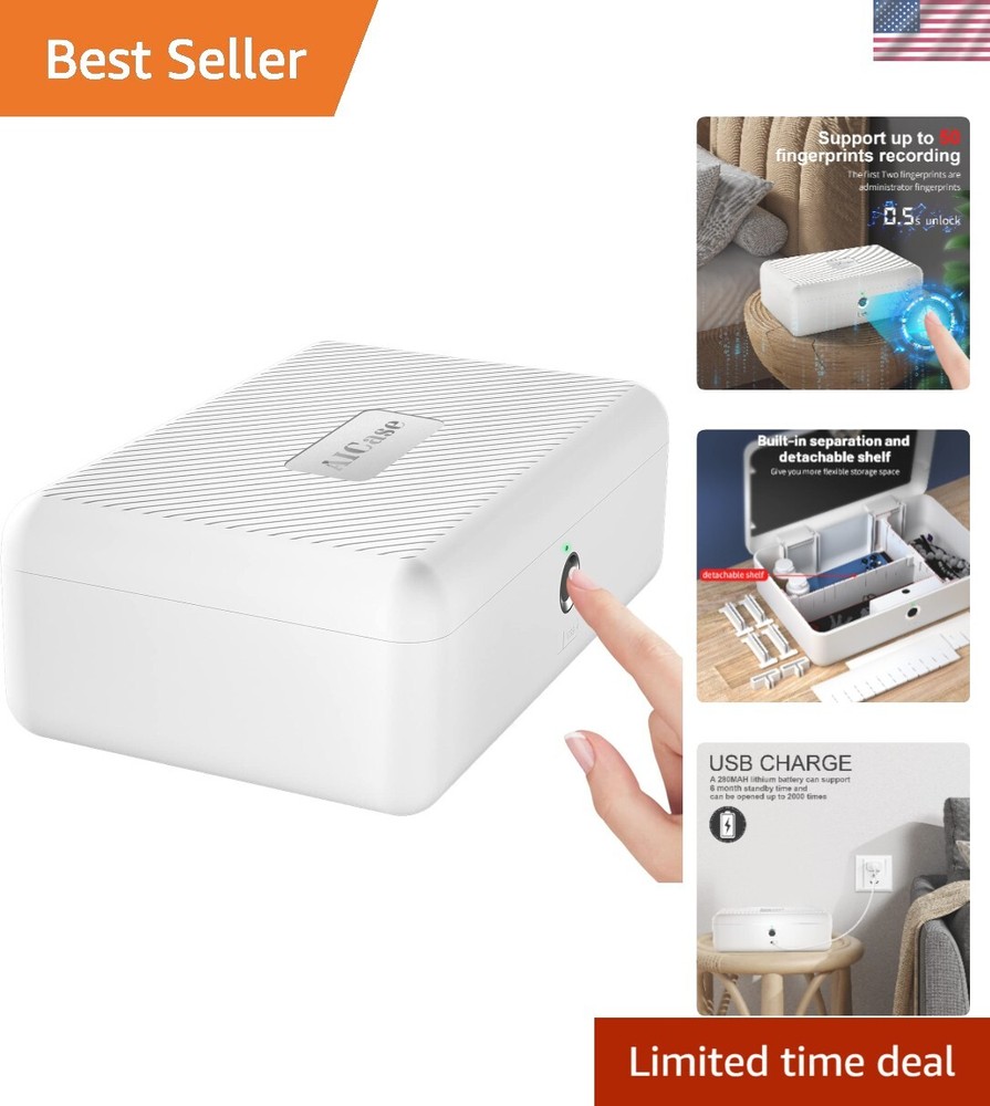 Biometric Fingerprint Security Box for Cash Jewelry Portable Lock Safe-image