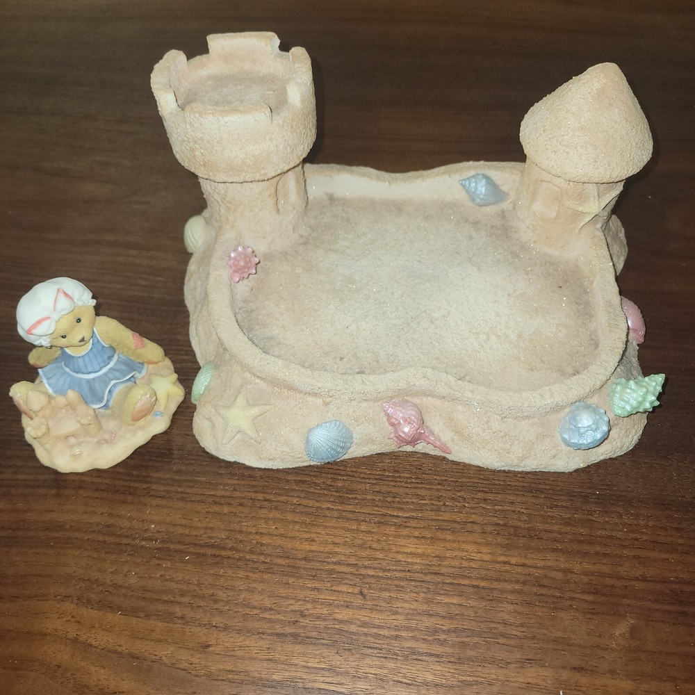 2 CHERISHED TEDDIES, BY THE SEA SAND CASTLE BEACH DISPLAY + 