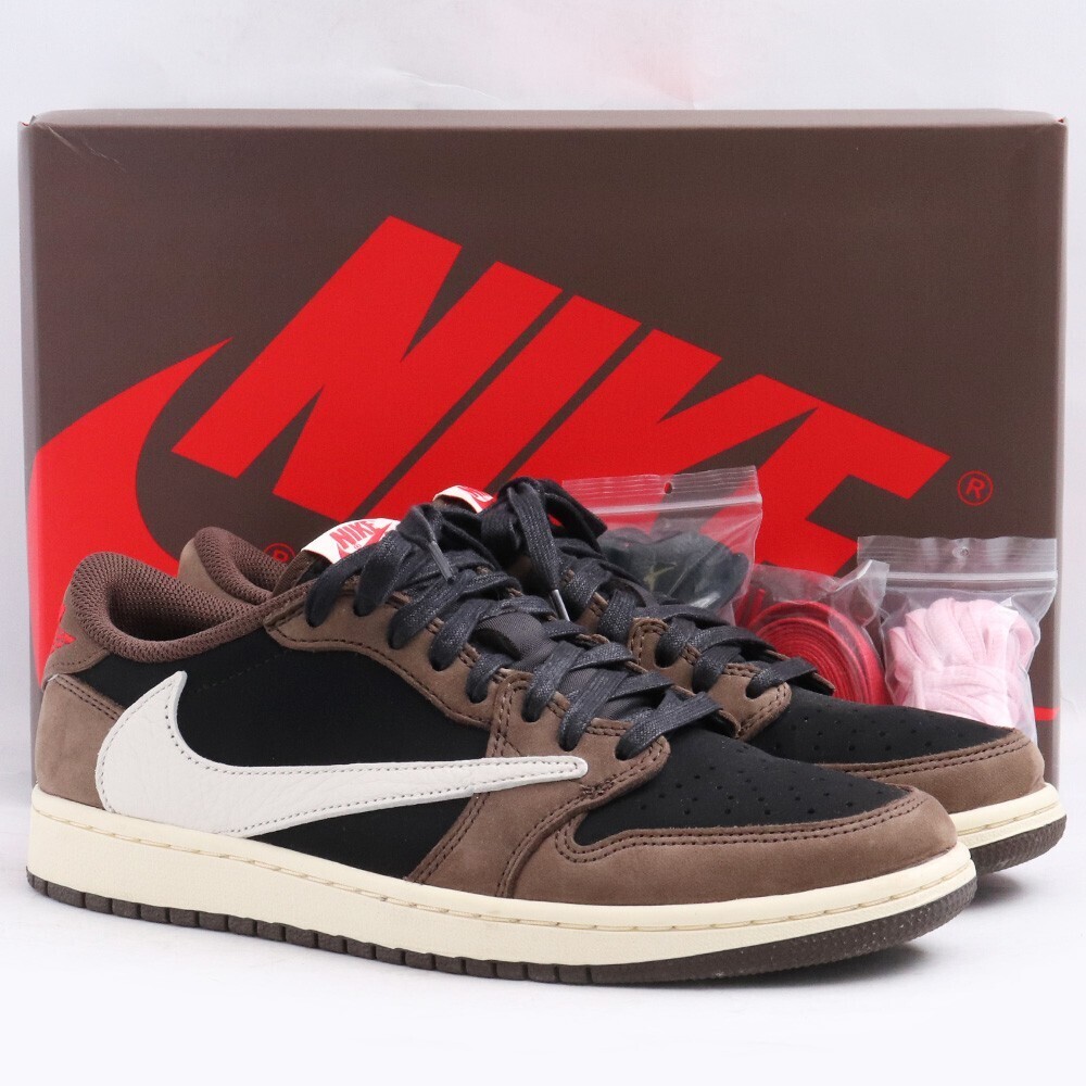 Men US 8.0 NIKE TRAVIS SCOTT AIR JORDAN1 LOW OG SP-T BLACK/DARK MOCHA CQ4277-001