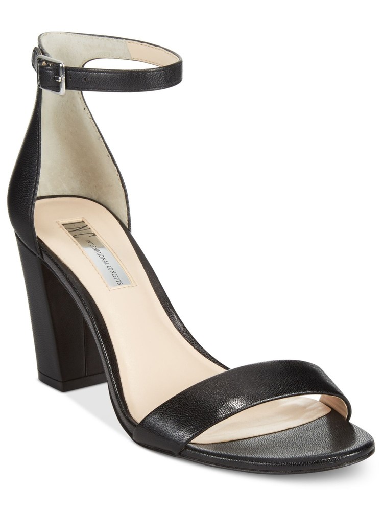 INC Women's Black Kivah Adjustable Padded Block Heel Sandals Size 7 M