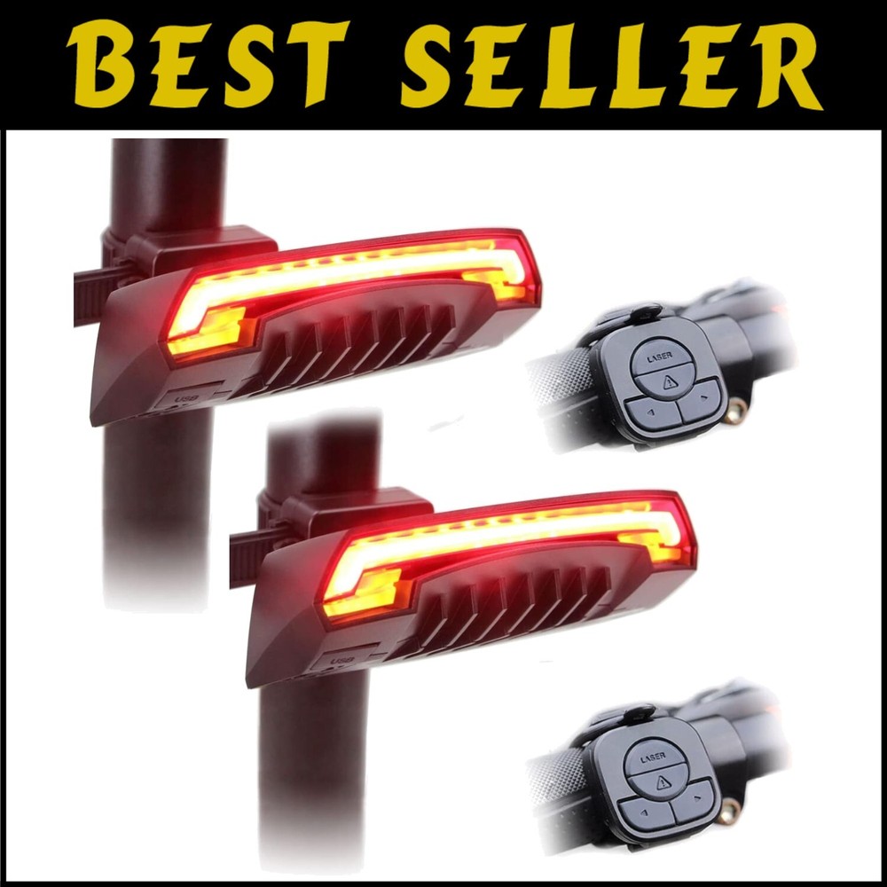 2-Pack X5 LED Bike Tail Lights with 6 Modes & Wireless Remote for Safety