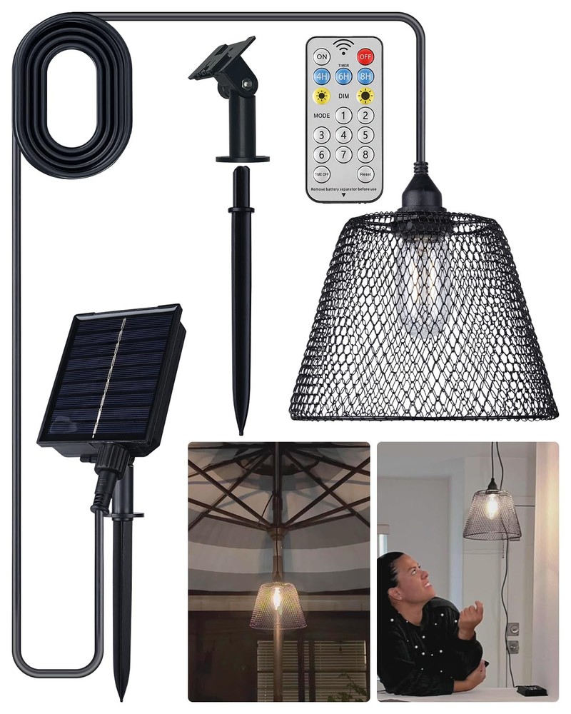 OMED Hanging Solar Powered Outdoor Waterproof Rechargeable Dusk to Dawn Indoo...