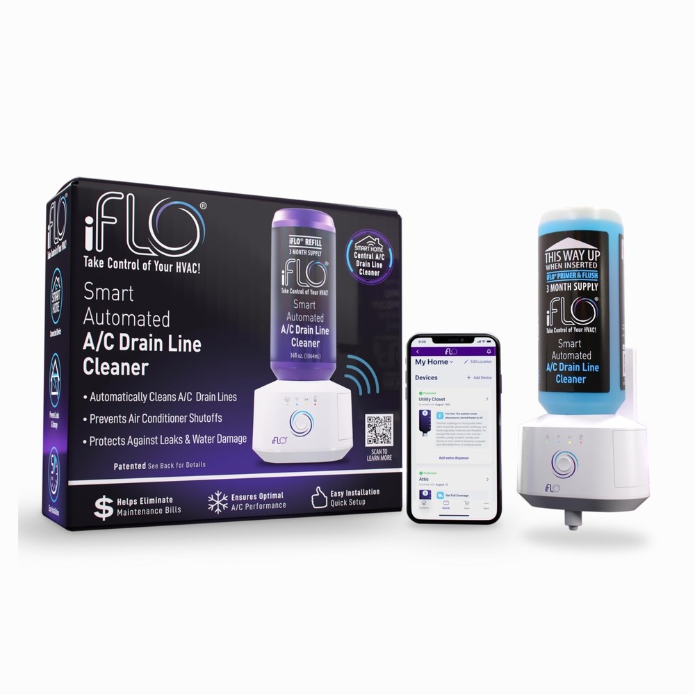 iFLO® Smart Automated AC Drain Line Cleaning System, Includes 36oz Cleaner-image