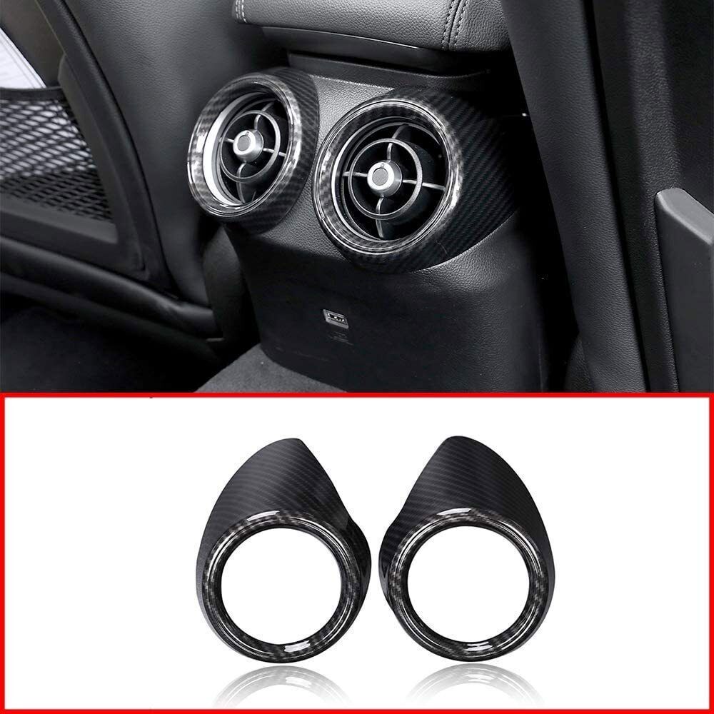 For Alfa Romeo Giulia ABS Carbon Fiber Rear Air Vent Outlet Cover Trim 2017-2022