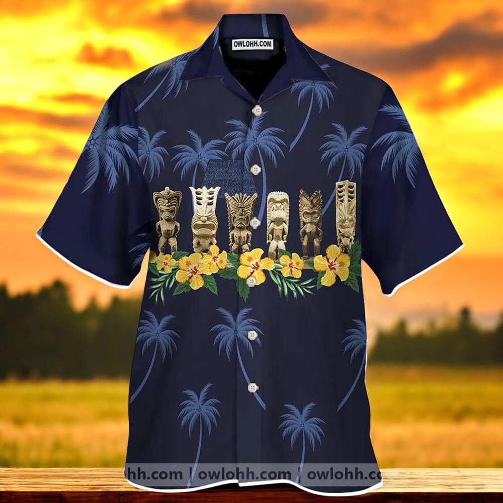 Liki Lucky Tiki Blue Awesome Design Hawaiian Shirt
