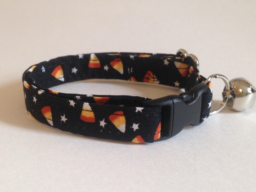 MINI CANDYCORN CANDY CORN PRINT ADJUSTABLE BREAKAWAY CAT  COLLAR