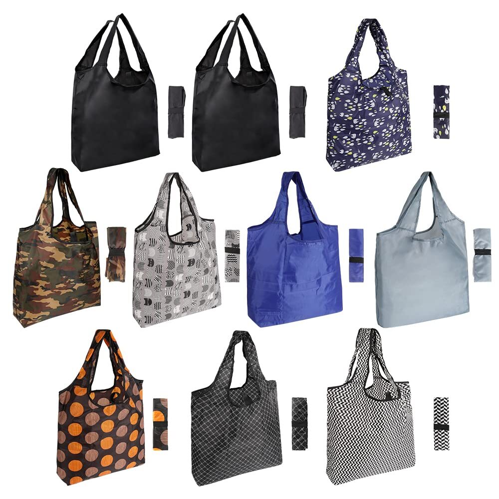 10 Pack Foldable Reusable Grocery Bags Durable Large Shopping Tote with Handles