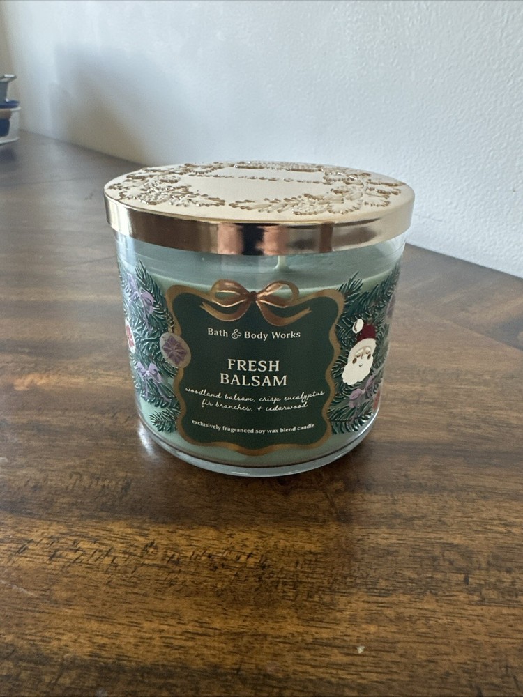 BRAND NEW Bath & Body Works FRESH BALSAM 3 Wick 14.5 oz Candle 25-45 Burn Hours
