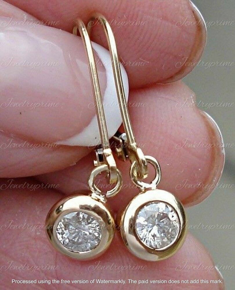 2.00 Ct Round Cut Lab Created Diamond Dangle Drop Earrings Solid 14K Gold Finish