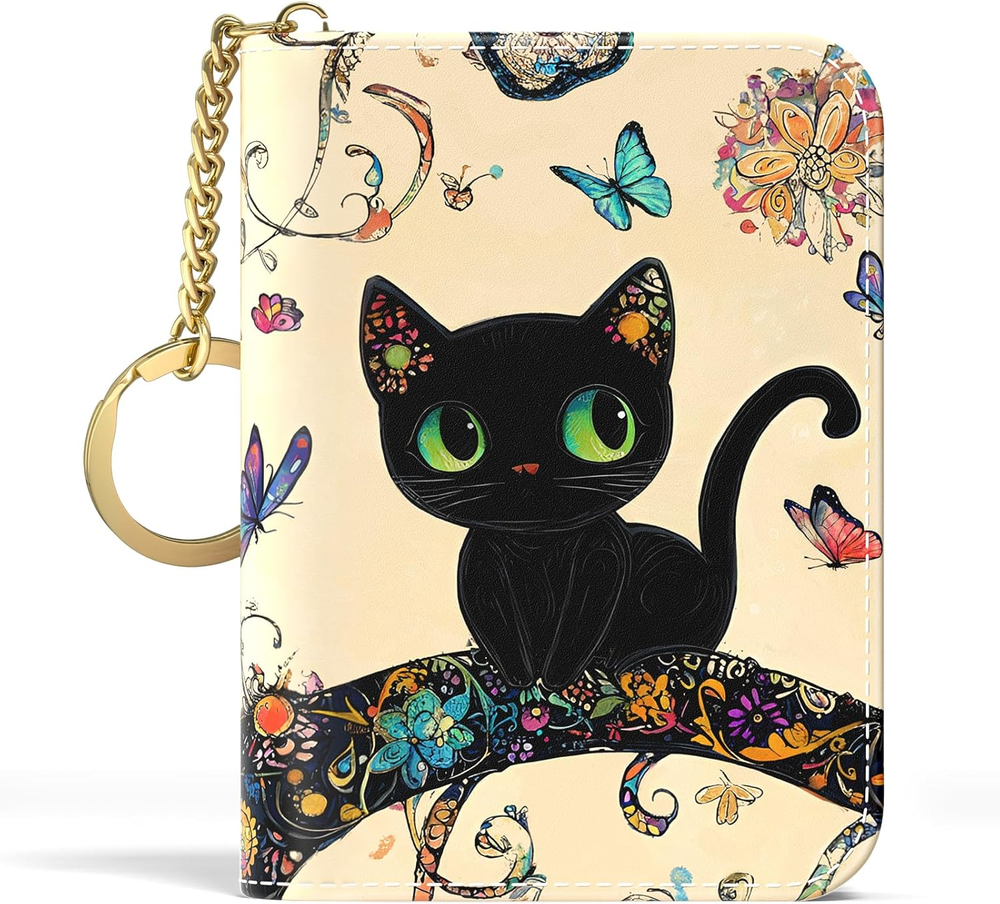 Credit Card Holder, Small RFID Wallet Slim Leather Card Organizer Case with Zipp-image