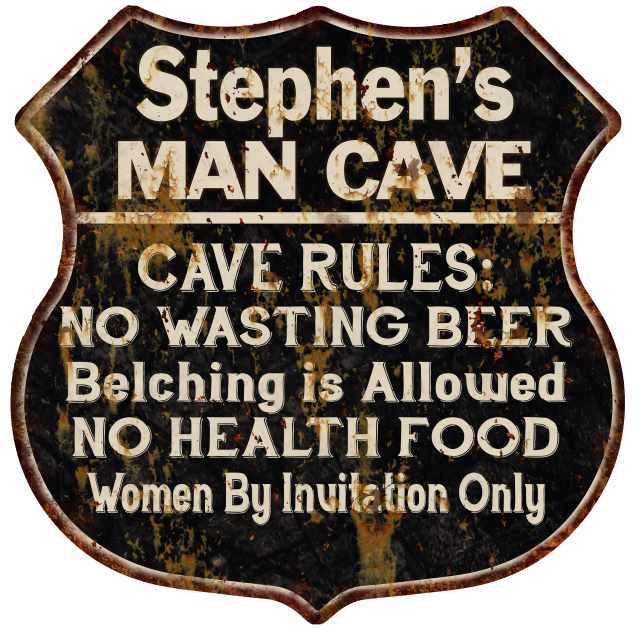Stephen's Man Cave Rules Personalized Shield Metal Sign Gift 211110007445