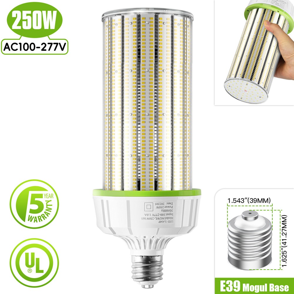 250W LED Corn Bulb Industrial Commercial Open Fixture Light 5000K - 33750 Lumens