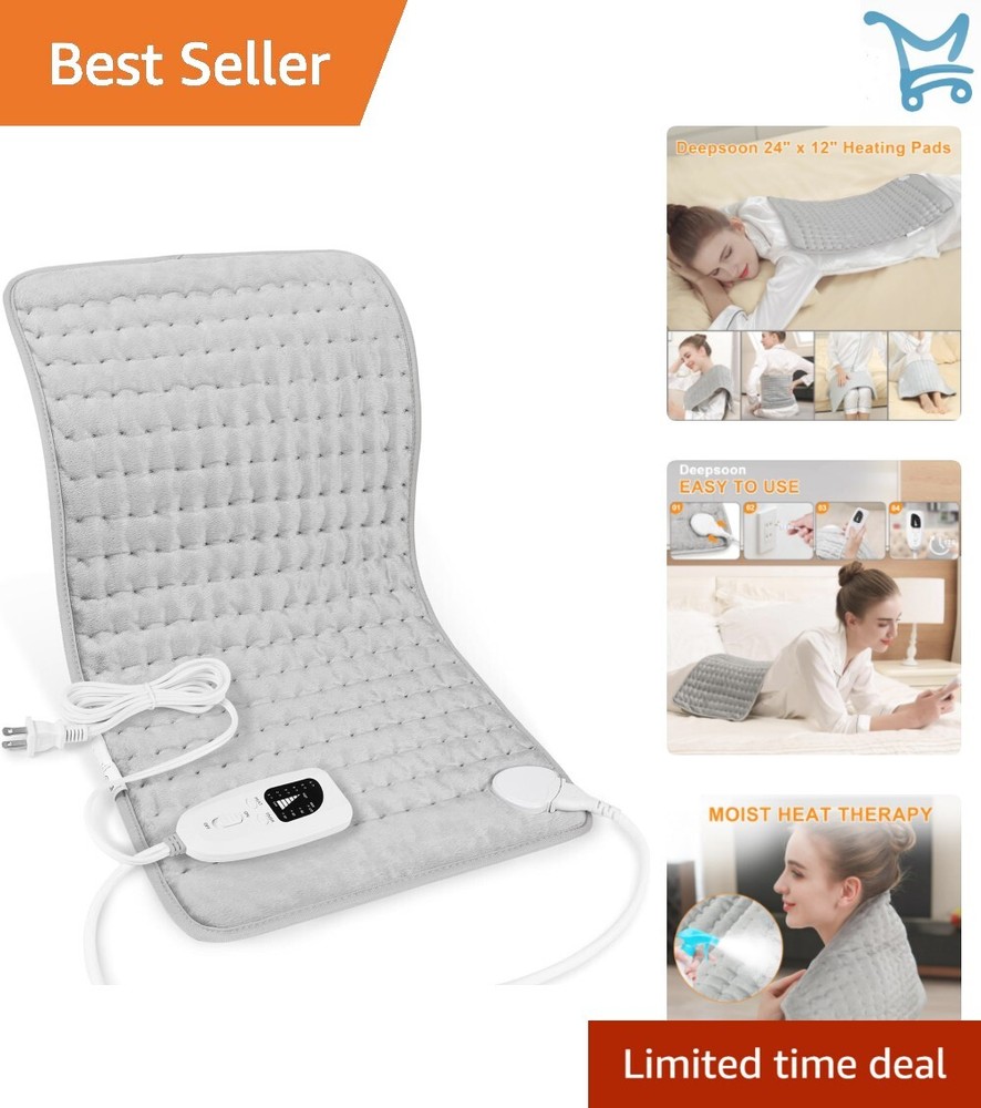 Light Gray Personalized Electric Heating Pad with 6 Temperature Settings for Ultimate Comfort-image
