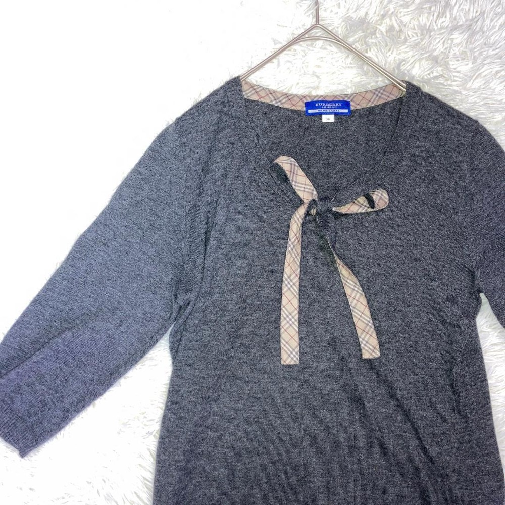 Burberry Blue Label London Nova Check Knit Ribbon - Gray - Size 38 - New