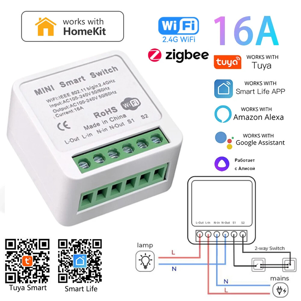 Smart Home WiFi Switch 16A with Power Monitoring and Voice Control