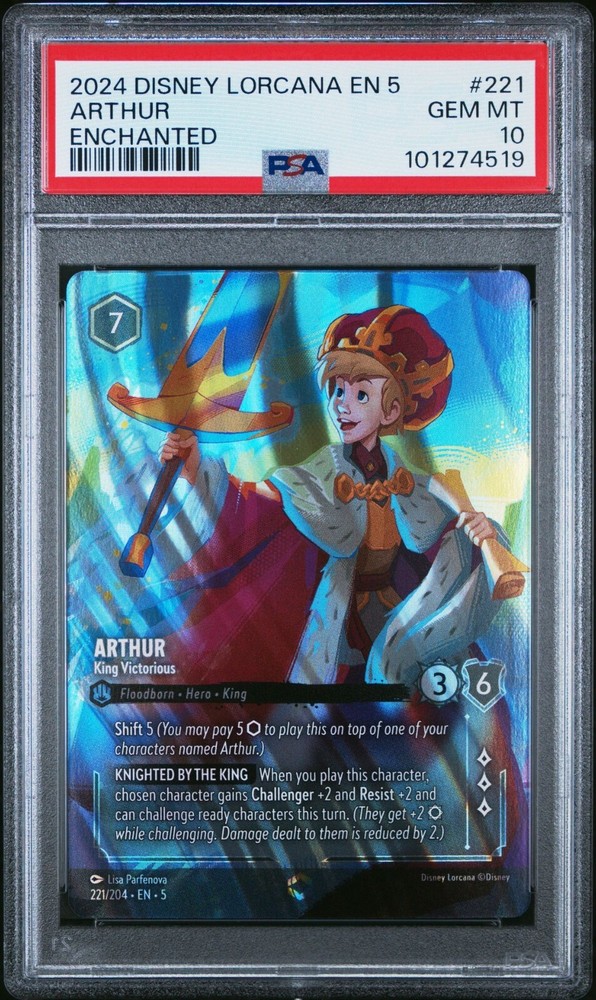 2024 Disney Lorcana EN 5 Enchanted Arthur #221 PSA 10 GEM MINT