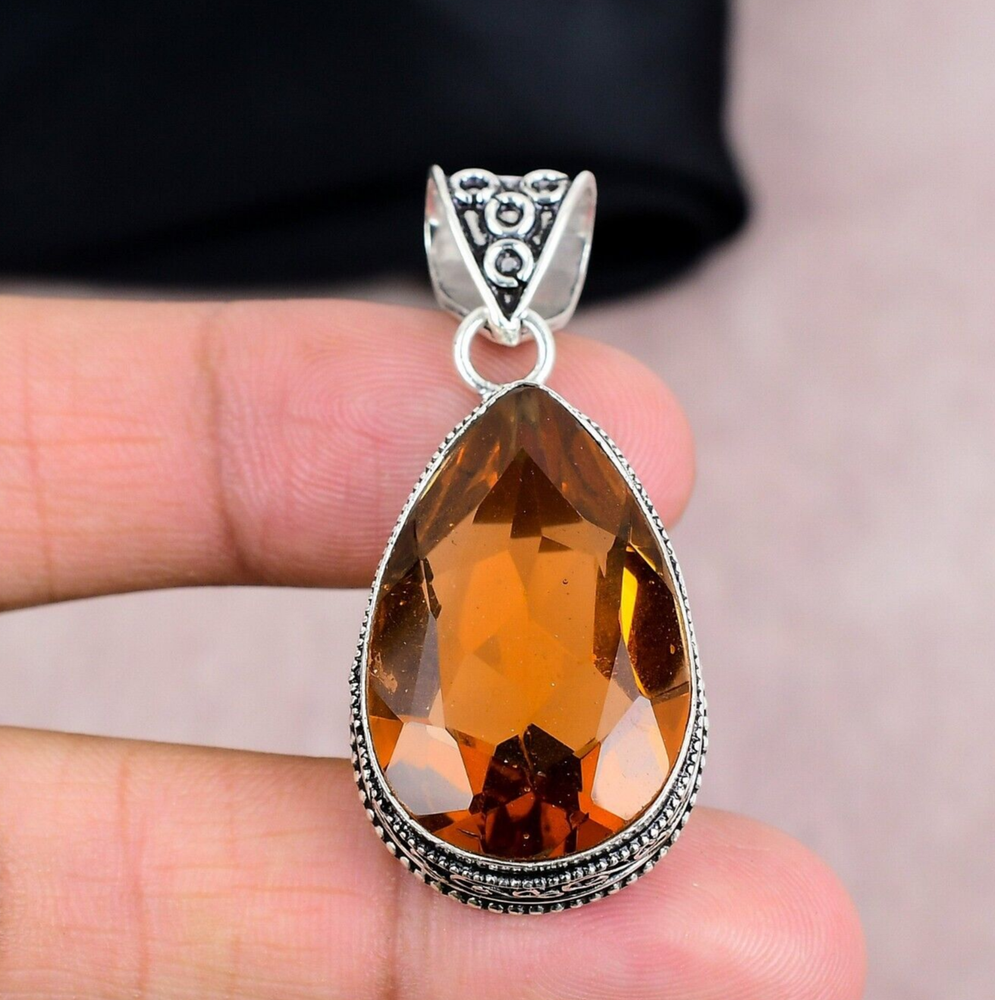 Stunning Pear Citrine Gemstone Pendant in 925 Sterling Silver Handmade Jewelry Gift