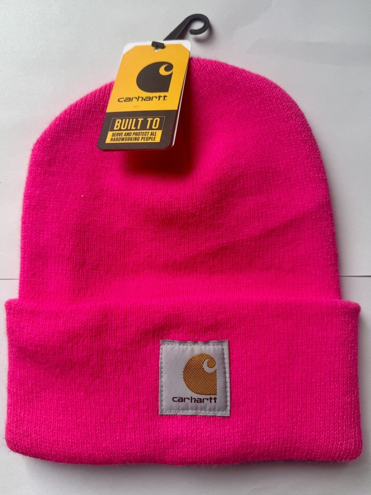 Carhartt Watch Hat A18 Knit Beanie Acrylic One Size Cuffed Winter Hot Pink Glow