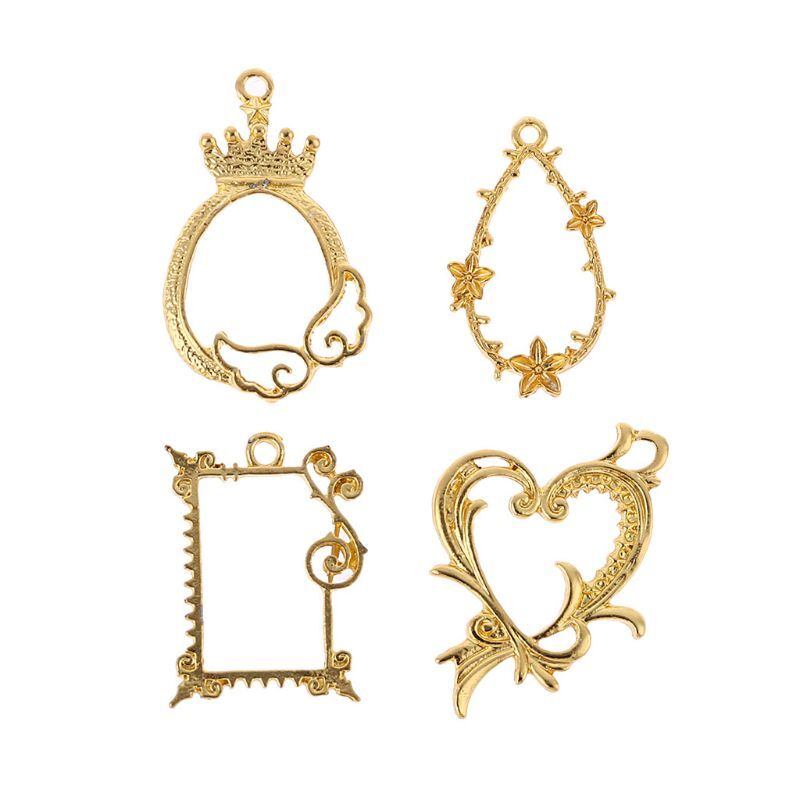 4Pcs Gold Lace Butterfly Bezel Charms for UV Resin Jewelry Making
