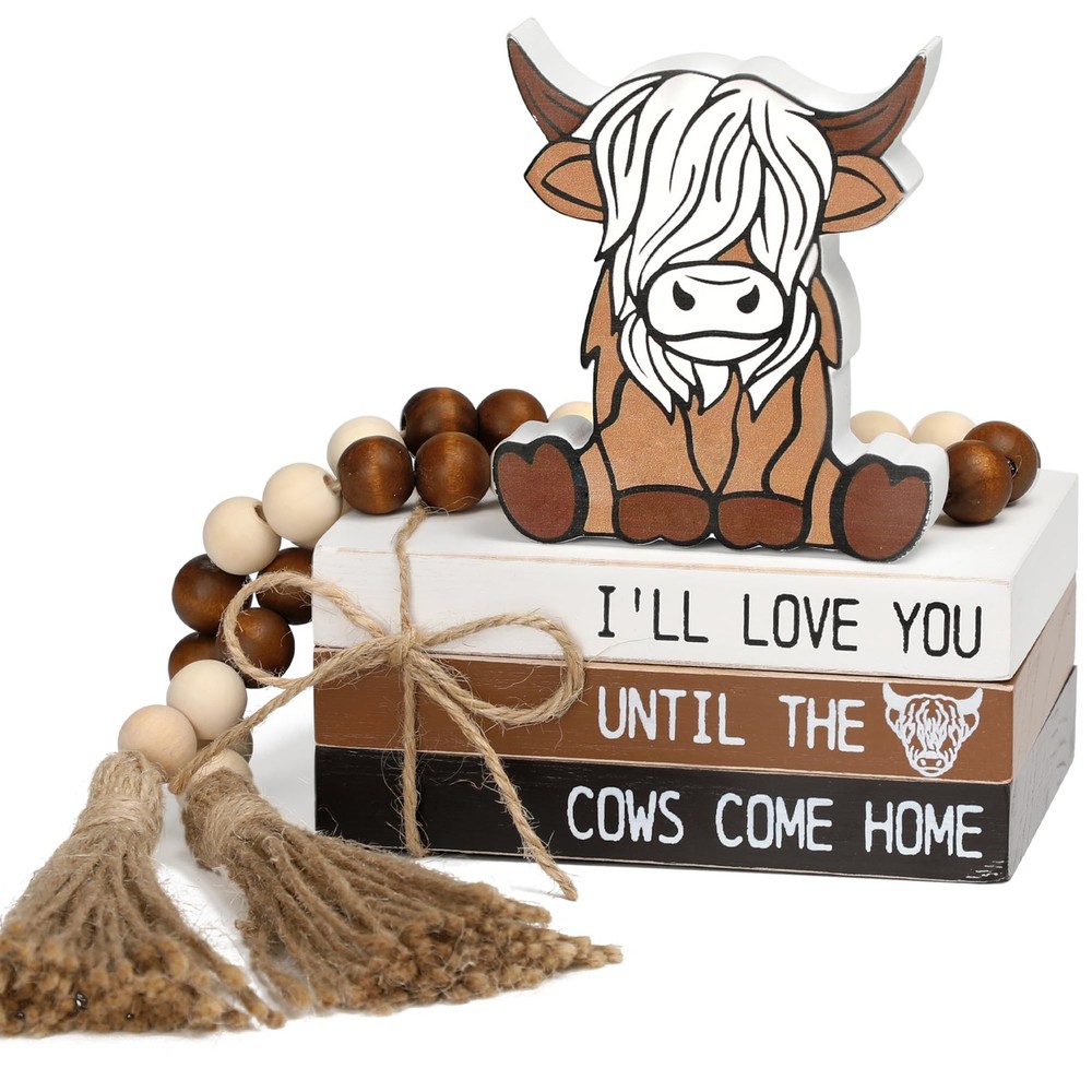 5PCS Highland Cow Decor, Farmhouse Tiered Tray Decor, Christmas Decorations f...