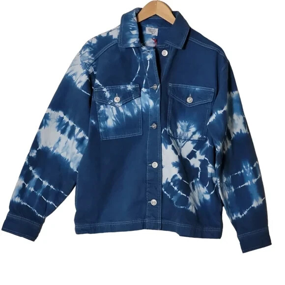 BDG Urban Outfitters Oversized Blue Denim Tie-Dye Jean Shacket Jacket Women's XS