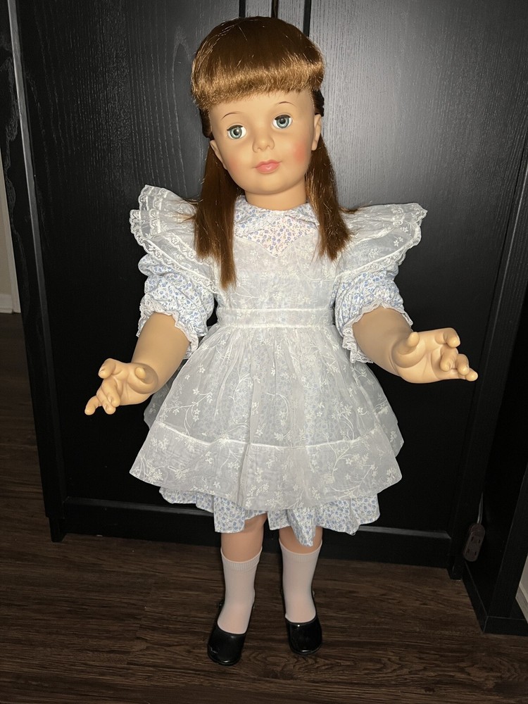 Ideal Patti Playpal Doll Restored Walker Cinnamon Pullback Hair Vintage Dress-image