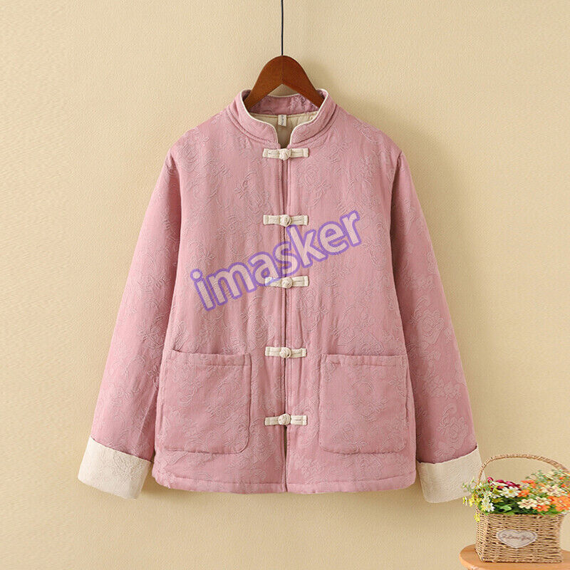 New Chinese Style Cotton Women Retro Loose Linen Jacket Winter Thick Warm Jacket