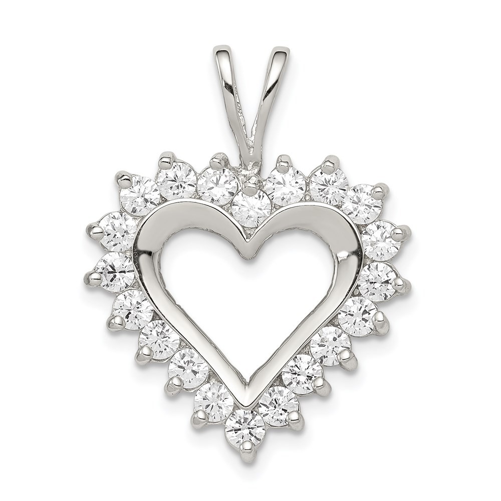 Sterling Silver Rhodium-plated Cubic Zirconia Open Heart Pendant 2.77gm