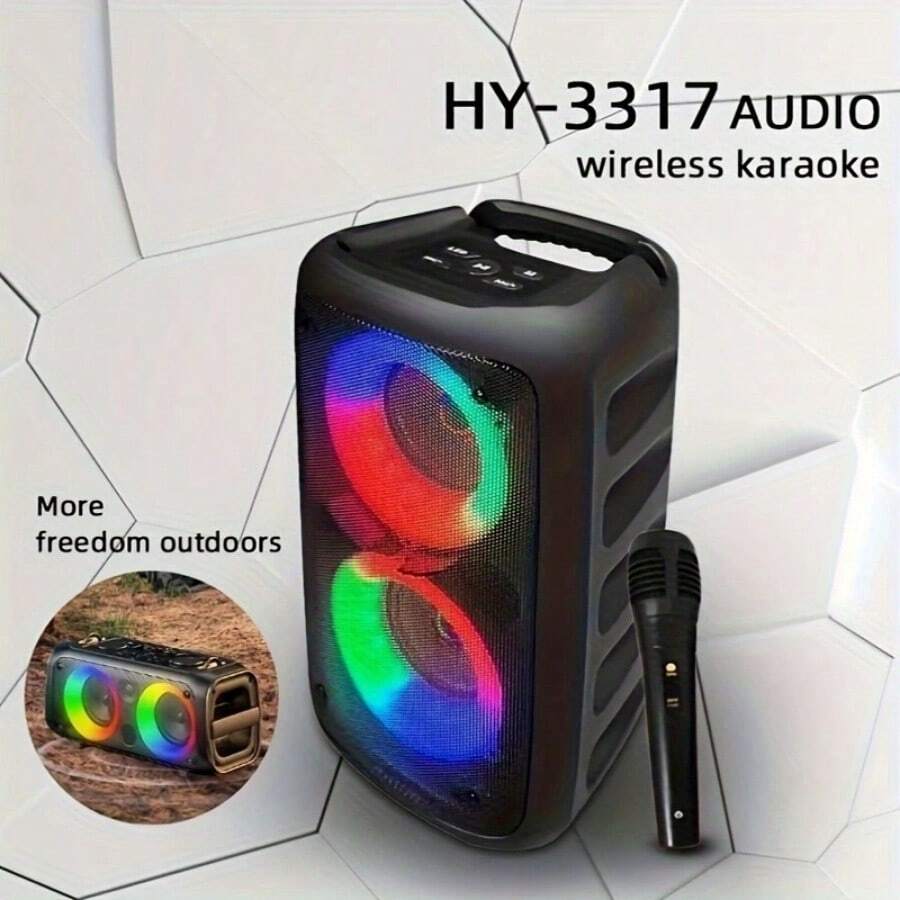 AM2301 Portable Stereo Floor Standing Speaker With Color Lighting And Wireless C