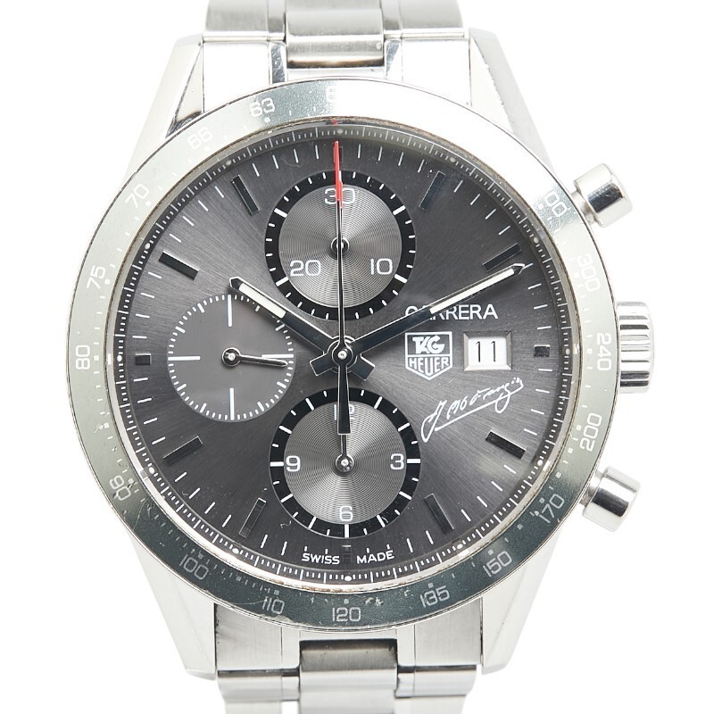 TAG Heuer Carrera CV201C Automatic Gray Dial Stainless Steel Men Watch JM Fangio Edition