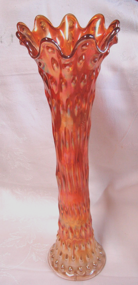 SUPER NICE FENTON MARIGOLD RUSTIC SWUNG GLASS VASE 16.25