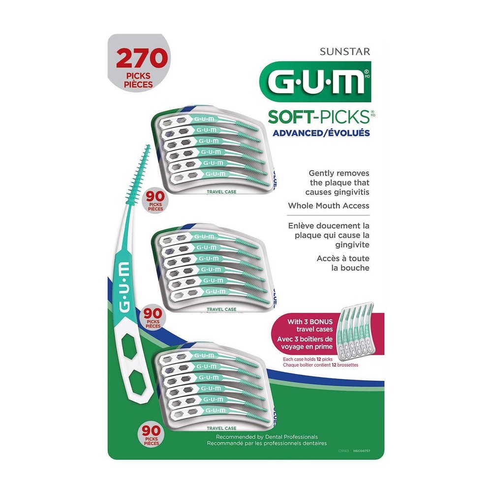 G.U.M. Soft-Picks Advanced Toothpicks 270 Picks with 3 Bonus Travel Cases