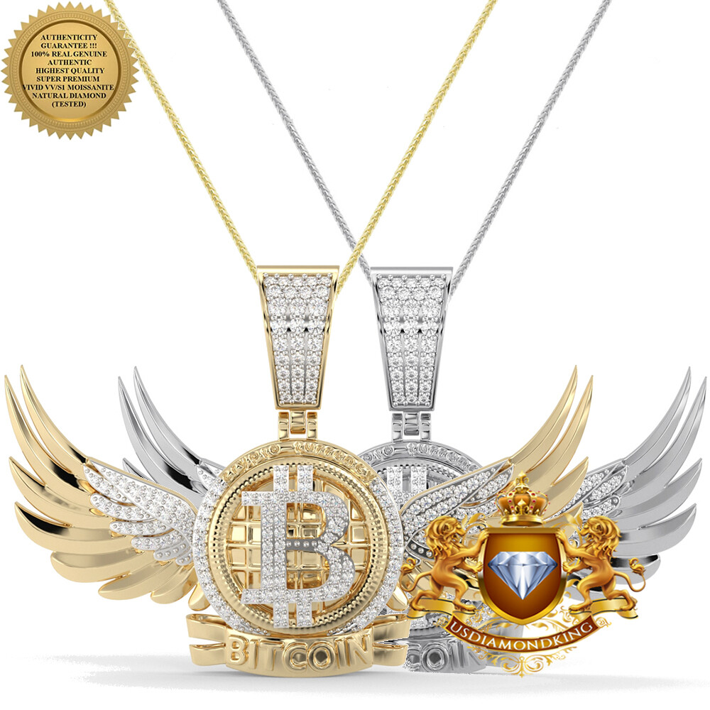 Genuine 1.50 Cwt. MOISSANITE Winged Flying Digital Currency Money Pendant Charm-image
