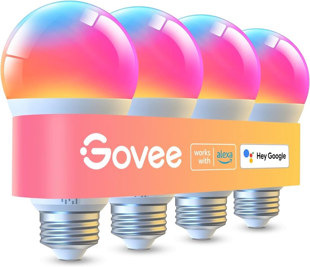 (4-Pack) Govee 1200LM RGBWW 12W E26 Smart LED Bulb - RGB WIFI (49755)