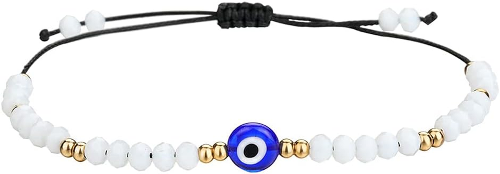 Dainty Hand Made Beaded Nazar Evil Eye Bracelet Adjustable String Amulet for Wom