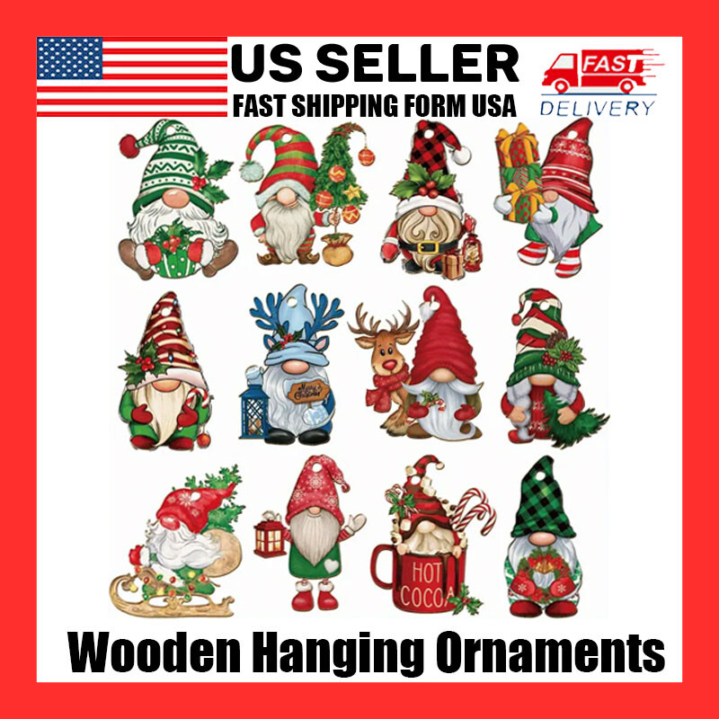 12 Pcs Christmas Wooden Hanging Ornaments,gnome Tree Decor Christmas Decoration