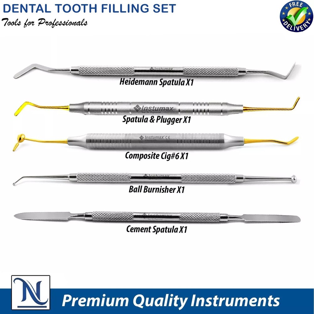 5Pc Dental Tooth Filling Composite Kit Restorative Burnisher Cig6 Cement Spatula