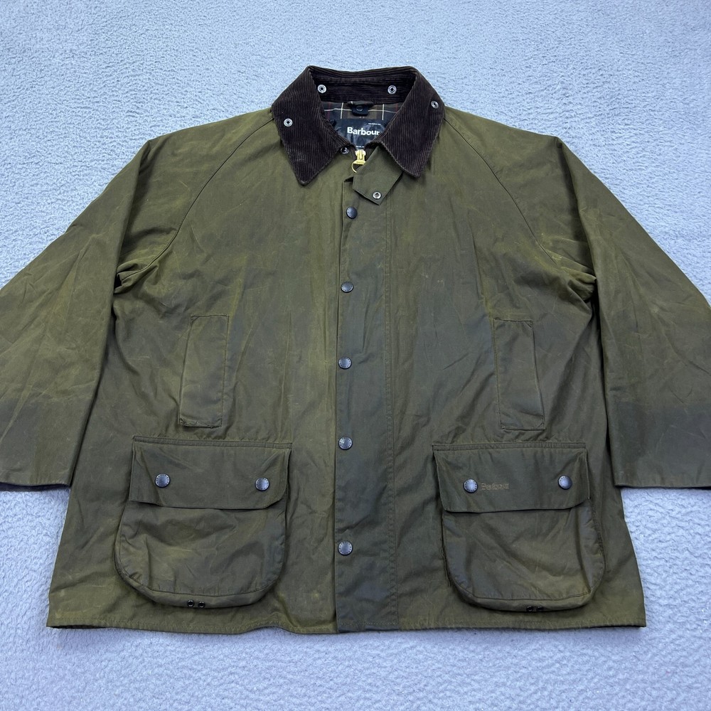 VTG Barbour Beaufort Waxed Cotton Jacket A830 XL Olive Green Made in England
