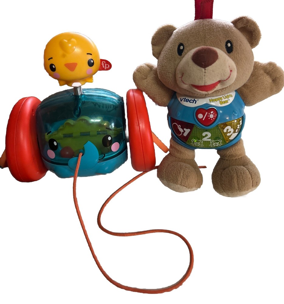 Vtech & Fisher Price Toys (2) Interactive Toddler Pull Along & Musical EUC Educ