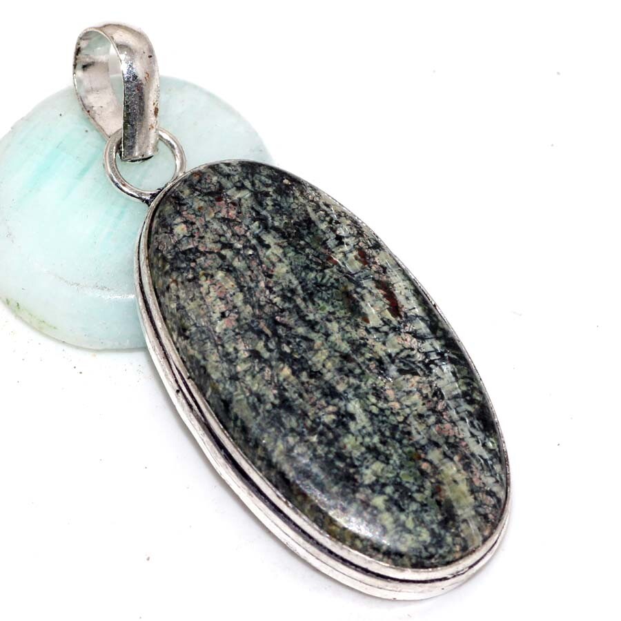 Swiss Green Opal 925 Silver Plated Gemstone Pendant 2.1