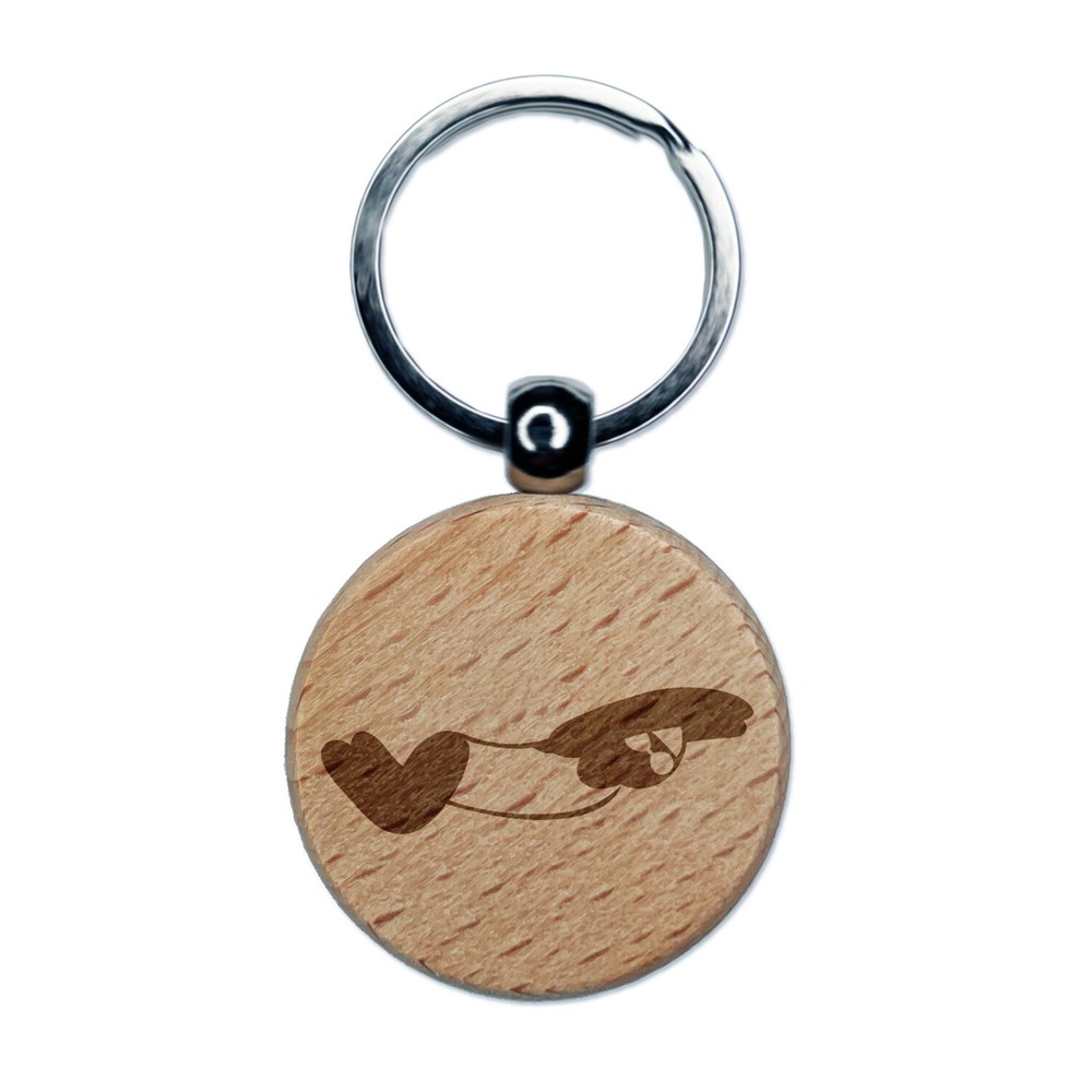 Swimming Swimmer Butterfly Stroke Engraved Wood Round Keychain Tag Charm